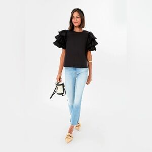 Harshman Juliette Black Ruffle Sleeve Top